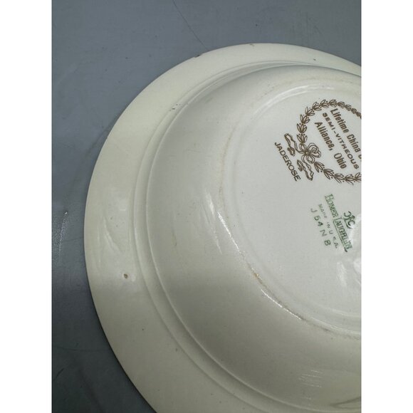 Vintage Walker China Green & White Floral Rimmed Soup Bowls 8" Diameter Set Of 2 - Picture 9 of 14